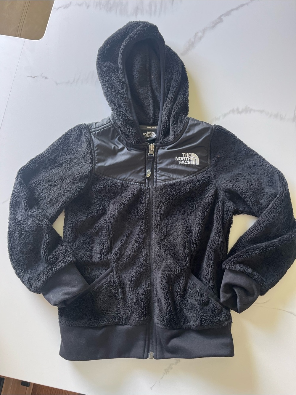 The North Face Kids Black Hooded Fuzzy Puffer Jacket